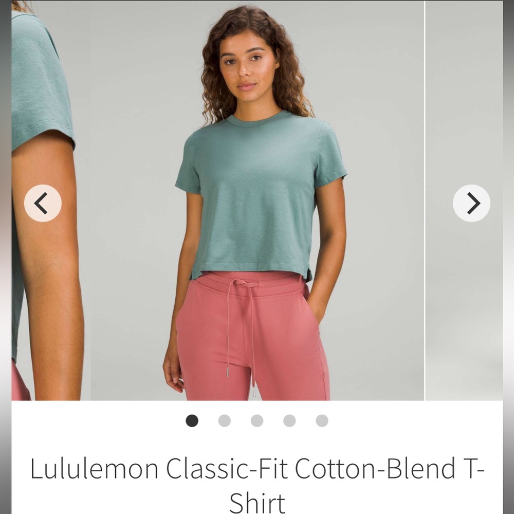 Lululemon Classic-Fit Cotton Blend Teal T-Shirt Size 4